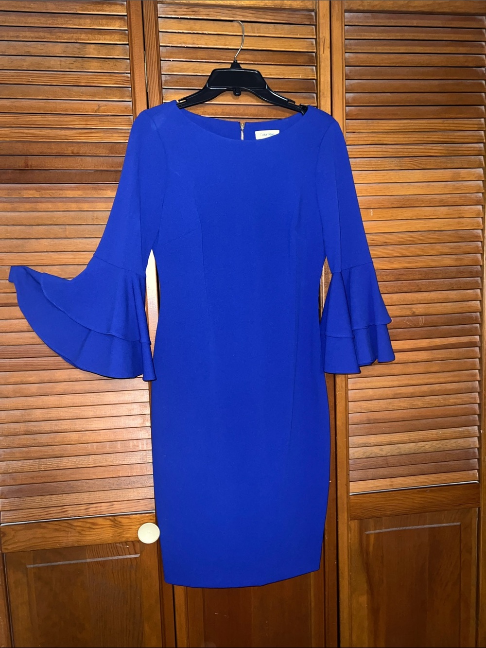 Calvin Klein Cobalt Blue Bell-Sleeve Sheath Dress